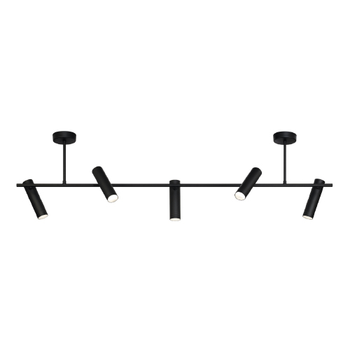 Colgante de aluminio negro 5 luces GU10 móvil